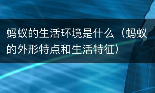 蚂蚁的生活环境是什么（蚂蚁的外形特点和生活特征）