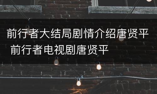 前行者大结局剧情介绍唐贤平 前行者电视剧唐贤平