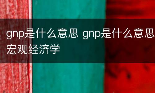 gnp是什么意思 gnp是什么意思宏观经济学
