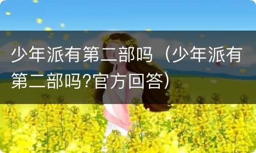 少年派有第二部吗（少年派有第二部吗?官方回答）