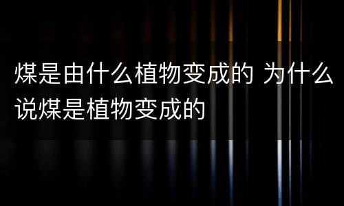 煤是由什么植物变成的 为什么说煤是植物变成的
