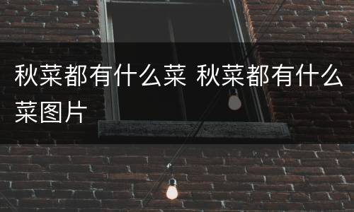 秋菜都有什么菜 秋菜都有什么菜图片