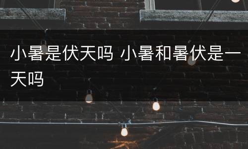 小暑是伏天吗 小暑和暑伏是一天吗
