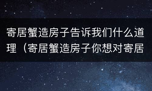 寄居蟹造房子告诉我们什么道理（寄居蟹造房子你想对寄居蟹说什么）