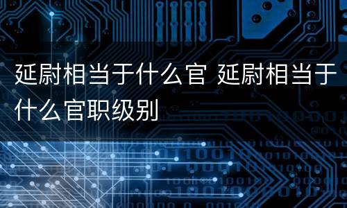 延尉相当于什么官 延尉相当于什么官职级别