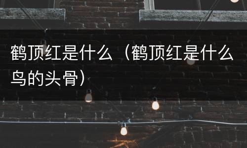 鹤顶红是什么（鹤顶红是什么鸟的头骨）