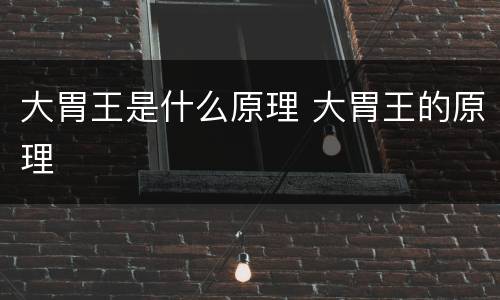 大胃王是什么原理 大胃王的原理