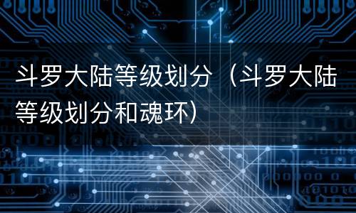 斗罗大陆等级划分（斗罗大陆等级划分和魂环）