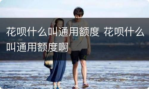 花呗什么叫通用额度 花呗什么叫通用额度啊