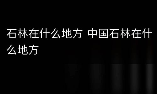 石林在什么地方 中国石林在什么地方