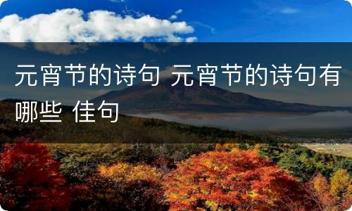 元宵节的诗句 元宵节的诗句有哪些 佳句