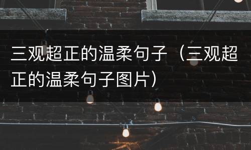 三观超正的温柔句子（三观超正的温柔句子图片）