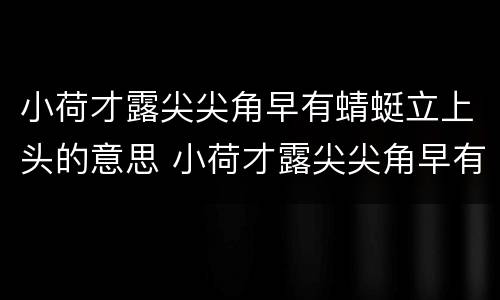 小荷才露尖尖角早有蜻蜓立上头的意思 小荷才露尖尖角早有蜻蜓立上头怎么解释