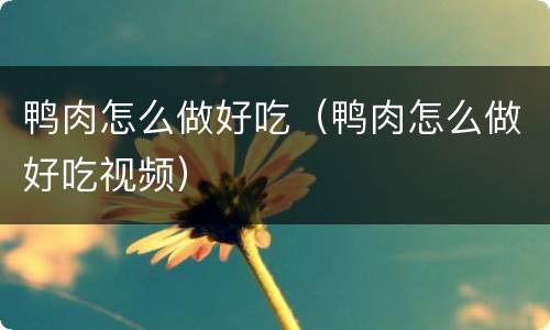 鸭肉怎么做好吃（鸭肉怎么做好吃视频）
