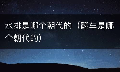 水排是哪个朝代的（翻车是哪个朝代的）