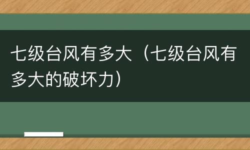 七级台风有多大（七级台风有多大的破坏力）