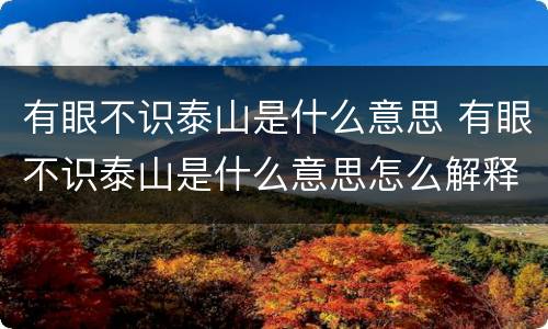 有眼不识泰山是什么意思 有眼不识泰山是什么意思怎么解释