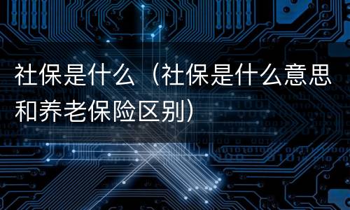 社保是什么（社保是什么意思和养老保险区别）