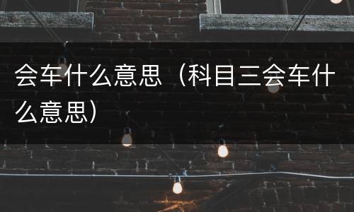 会车什么意思（科目三会车什么意思）