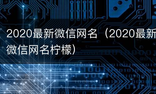 2020最新微信网名（2020最新微信网名柠檬）