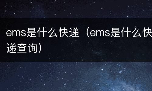 ems是什么快递（ems是什么快递查询）