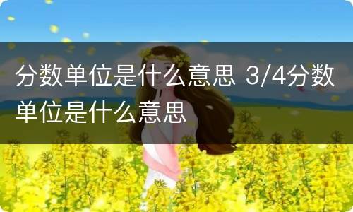 分数单位是什么意思 3/4分数单位是什么意思