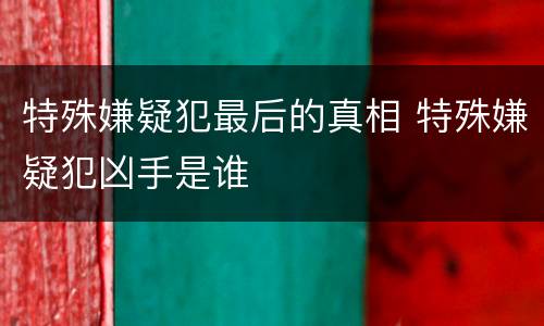 特殊嫌疑犯最后的真相 特殊嫌疑犯凶手是谁