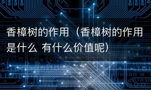 香樟树的作用（香樟树的作用是什么 有什么价值呢）