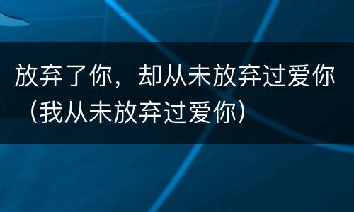 放弃了你，却从未放弃过爱你（我从未放弃过爱你）
