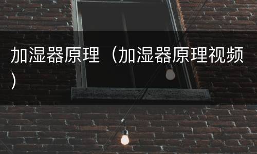 加湿器原理（加湿器原理视频）