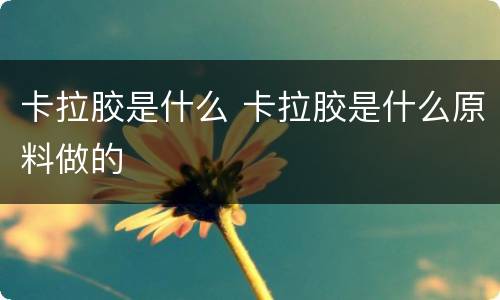 卡拉胶是什么 卡拉胶是什么原料做的