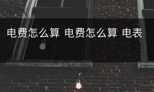 电费怎么算 电费怎么算 电表
