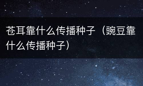 苍耳靠什么传播种子（豌豆靠什么传播种子）