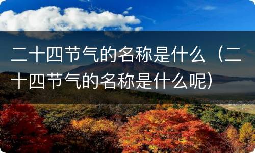 二十四节气的名称是什么（二十四节气的名称是什么呢）