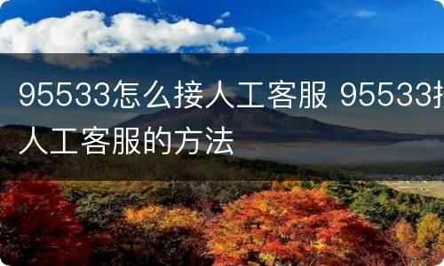 95533怎么接人工客服 95533接人工客服的方法