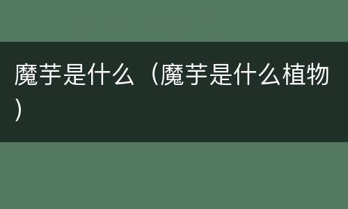 魔芋是什么（魔芋是什么植物）