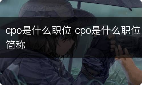 cpo是什么职位 cpo是什么职位简称
