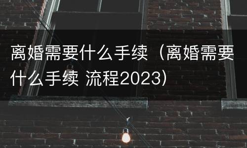 离婚需要什么手续（离婚需要什么手续 流程2023）