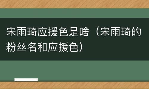 宋雨琦应援色是啥（宋雨琦的粉丝名和应援色）