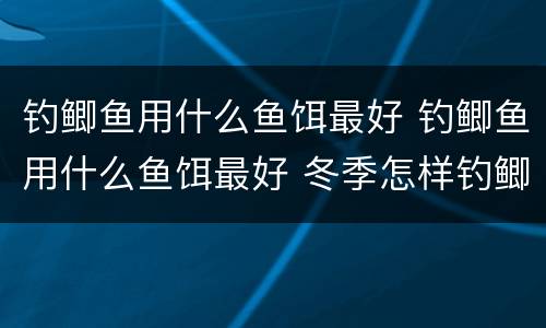 钓鲫鱼用什么鱼饵最好 钓鲫鱼用什么鱼饵最好 冬季怎样钓鲫鱼