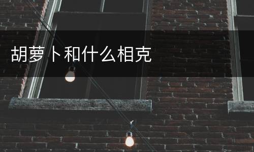 胡萝卜和什么相克