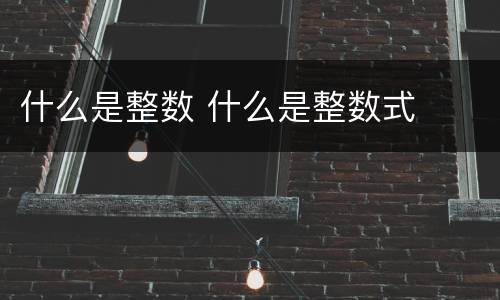 什么是整数 什么是整数式