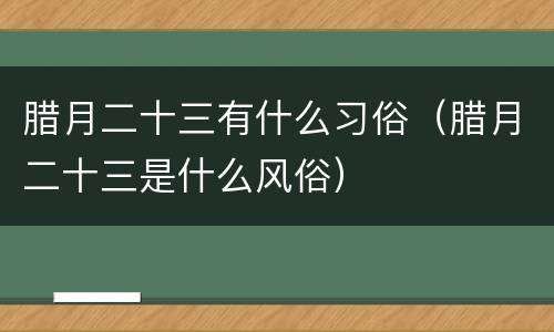 腊月二十三有什么习俗（腊月二十三是什么风俗）