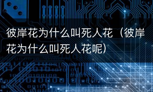 彼岸花为什么叫死人花（彼岸花为什么叫死人花呢）