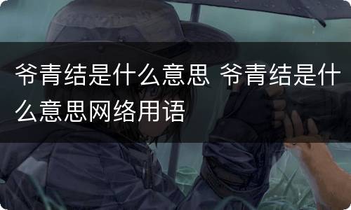 爷青结是什么意思 爷青结是什么意思网络用语