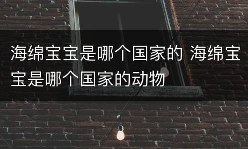 海绵宝宝是哪个国家的 海绵宝宝是哪个国家的动物