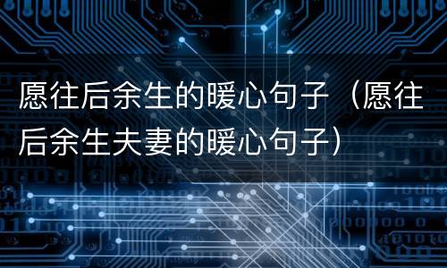 愿往后余生的暖心句子（愿往后余生夫妻的暖心句子）