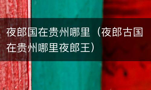 夜郎国在贵州哪里（夜郎古国在贵州哪里夜郎王）