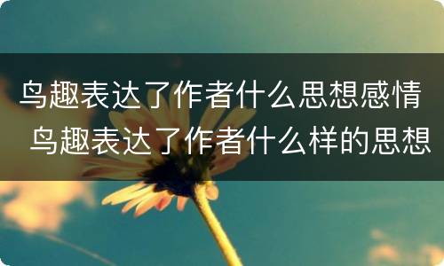 鸟趣表达了作者什么思想感情 鸟趣表达了作者什么样的思想感情