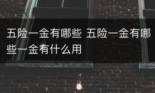 五险一金有哪些 五险一金有哪些一金有什么用